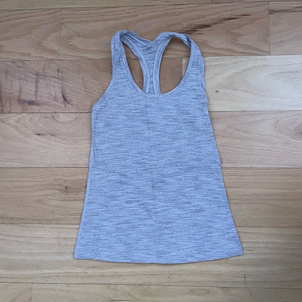 Lululemon White & Grey Patterned Racerback Tank Top